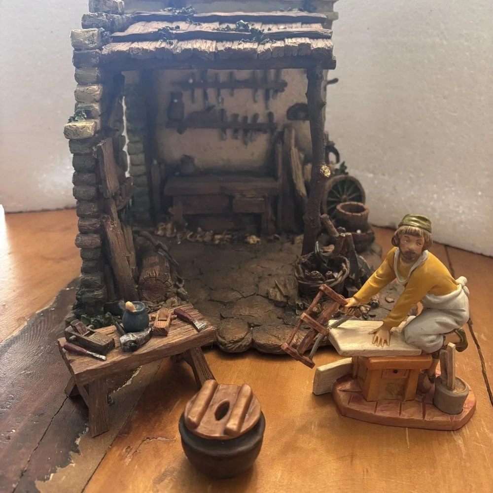 Fontanini Carpenter's Shed Village Addition and Amos Figurine #50509 Nativity